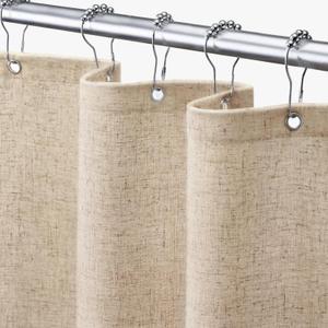 Awellife Flax Tan 36 Inch Stall Shower Curtain Linen Textured Boho Farmhouse Shower Curtains for Bathroom Fabric Liner 36" W x 72" L