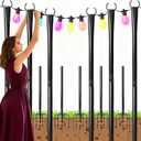 6 Pack 10ft String Light Poles,Poles For Outdoor String Lights With Fork Adjustable Lighting Stand For Patio Deck,Garden,Wedding,Backyard,Christmas Party Decor