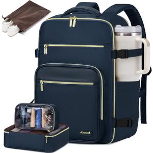LOVEVOOK Travel Backpack For Women,40L Carry On Backpack Flight Approved,TSA Personal Item Travel Bag Fits 17 Inch Laptop,Business Weekender Overnight Daypack with Toiletry Bag and Cube,Dark Blue