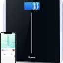 Etekcity Smart Scale for Body Weight and BMI, Bathroom Digital Electronic Weighing Scale for People, Bluetooth Free VeSync APP Connection, Rounded Corner, Accurate to 0.1lb/0.05kg, 400 lbs, Black (11 x 11 inches)
