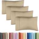Standard Pillow Cases Set of 4 - Soft Hotel Quality Pillowcase Covers - Comfy Bedding for Women, Men, Kids & Teens - Machine Washable Pillow Protectors - 4 Piece Set - Standard Size Heathered Beige