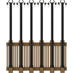 6 Pack 5Ft String Light Poles,Light Poles for Outside String Lights,Outdoor Light Poles with Fork,Metal Pole Stand for Patio,Backyard,Deck