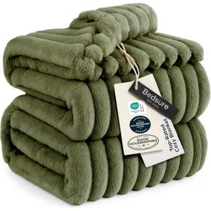 Bedsure GentleSoft Moss Fleece Queen Blanket for Couch - Cozy Soft Blankets for Women, Cute Small Throws for Girls, 90x90 Inches