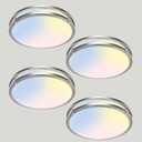 libtit 13-Inch Flush Mount Ceiling Lights, Dimmable 3000K-6500K Adjustable LED Ceiling Light, 24W Round Slim Light Fixture, Brushed Nickel for Kitchen, Bedroom, Bathroom, Hallway- 4 Pack