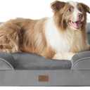 Bedsure Orthopedic Dog Bed for Large Dogs - Big Washable Dog Sofa Beds Large, Supportive Foam Pet Couch Bed with Removable Washable Cover, Waterproof Lining and Nonskid Bottom, Grey (38.0"L x 28.0"W x 6.5"Th)