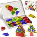 Portable Magnetic Tiles Travel Set 40PCS Travel Magnetic Building Blocks with Storage Box STEM Educational Toys for Airplane & Car Travel Christmas for Kids Ages 3-8