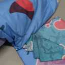 HOSIMA Axolotl Bedding Set Pink and Blue Axolotl Pattern Kawaii Twin Fitted Sheet Set for Kids Bedroom Decor,1 Fitted Sheet+2 Pillowcases