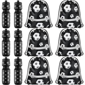 Talltalk 12 Pcs Soccer Party Favors 24 oz Soccer Water Bottle Gift for Team with Drawstring Bag Tumbler Cup Sports Themed Accessories for Event Gift Supplies