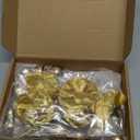 Shimeyao 52 Pcs Gold Happy Birthday Cake Topper Decoration Boho Wedding Cake Topper Rose Flower Butterfly Palm Leaves Balls Birthday Decoration for Women Men Party Decor(Gold)