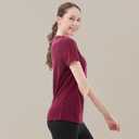 Merino Protect 100% Merino Wool V Neck T-Shirt for Women Short Sleeve Base Layers Odor Resistance Tops for Outdoor Hiking (Small, Dark Red)