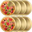 Thenshop 8 Pieces 12 Inch Pizza Pans Bulk Stainless Steel Sets Round Bakeware Pizza Trays for Oven Kitchen Baking Home Restaurant Safe Sturdy Reusable Easy Clean(Gold)