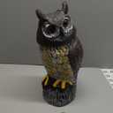 Owlsome Solar Owl with Glowing Eyes, Rotating Head, Hoot Sound, Motion Detector and Silent Mode, Plastic Owl Garden Sculpture, Garden Decoration