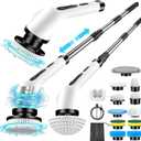Electric Spin Scrubber 2024 Upgraded Adjustable Cordless Cleaning Brush with 11 Replaceable Brush Heads 2 Speeds Shower Scrubber with Long Handle Extension Arm for Bathtub Tile Floor Kitchen Car (Yjh-jjamz0001)