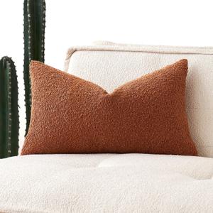 MIULEE Fall 12x20 Inch Textured Boucle Throw Pillow Cover Rust Accent Solid Lumbar Pillow Case Decorative Soft Pack of 1 Couch Cushion Chair Sofa Bedroom Livingroom Home Decor