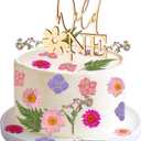2 x JeVenis Wildflower Cake Toppers Wild One Flower Cake Decor First Birthday Cake Toppers for Floral Wild One Birthday Party Decoration Supplies (Golden 2)