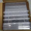 BiuLeon 4 Pack Extra Large Pencil Box, Plastic Pencil Case Organizer, Clear Crayon Box Marker Organizer, Stackable Craft Organizers and Storage for Pen, Craft, Art Supply(Grey)