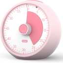 Visual Timer 60-Minute, Kids Timer for Homeschool Desk, Time Management Tools with Silent Operation, Timer for Kitchen Office Classroom(Pink)