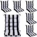 6 Pack High Back Outdoor Chair Cushions Bulk Waterproof Indoor Outdoor Chair Cushion Seat and Back Rocking Chair Cushion Thickened Patio Chair Pad for Indoor and Outdoor (Classic Strip)
