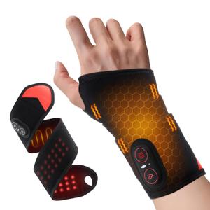 Cordless Wrist Heating Pad, Vibration Massage Heated Wrist Brace, Rechargeable Hand Heating Pad Wrist Wrap for Carpal Tunnel Relief, Left Right Hand Pain Relief for Women Men, 3 Heat Vibration Levels