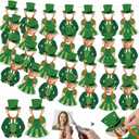 Frienda 4 Pack St. Patrick's Day Leprechaun Garland Decoration Leprechaun Custom DIY Face Cut Outs Banner St. Patrick's Day Party Decor Suit and Dress 40 Pcs Face Cut Out Banner Gift for DIY Craft
