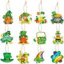 St. Patricks Hanging Ornament St. Patricks Day Decorations 24 Pcs Clover Horseshoe Tree Ornaments for Spring Lucky Irish Day