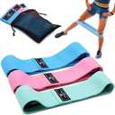 Healthsmart Fabric Resistance Bands, Targets Abs, Glutes, Quads, Calves, Hamstrings, 2 Bands with Variable Resistance Levels, Minimum 15lbs and Maxes at 70lbs, Travel Case & Exercises Included