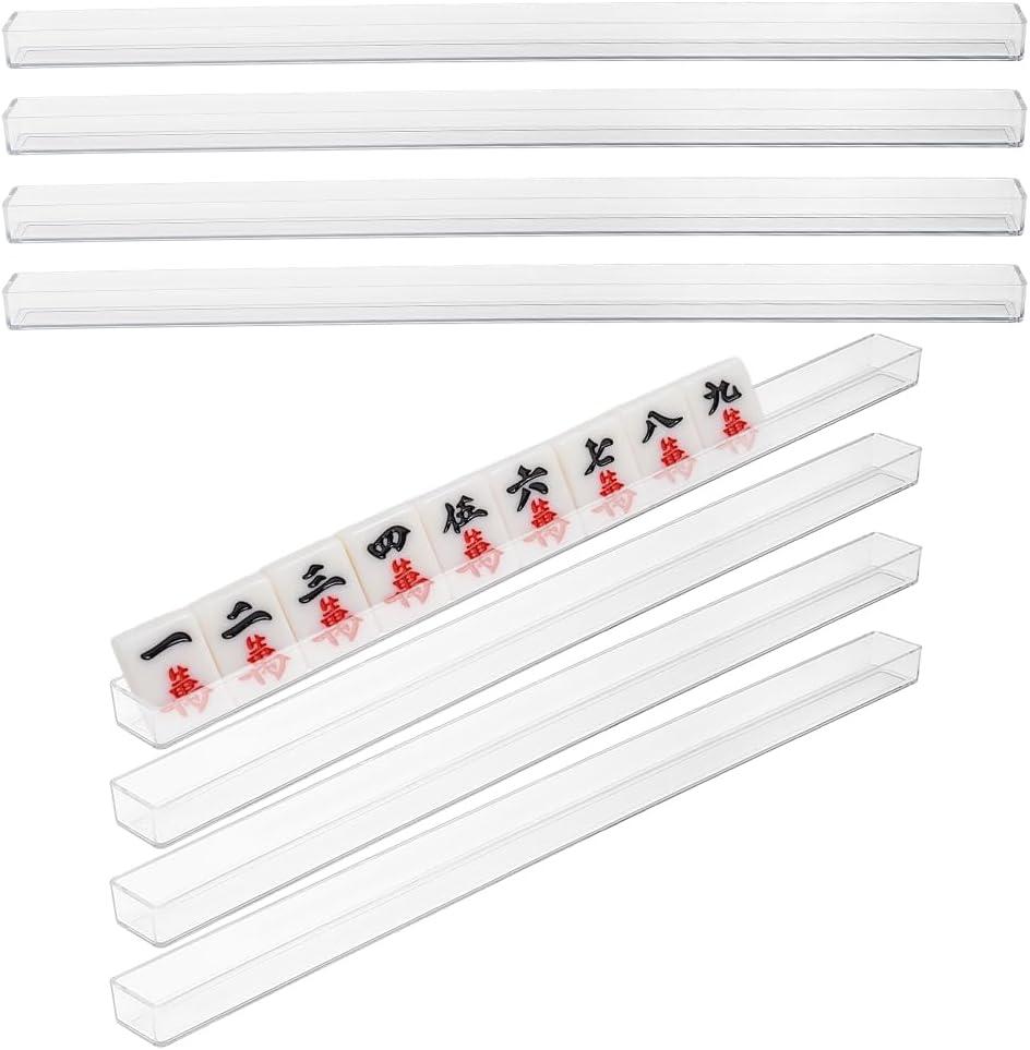WADORN 8Pcs Mini Mahjong Racks, Clear Acrylic Mini Tiles Game Holder PreventFalling Compact Portable Card Storage Racks for Dominoes Mahjong Home House Party Travel Business Club, 13mm Inner Diameter