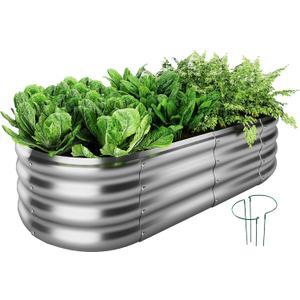 ZFHgarden Galvanized Metal Raised Garden Bed Kit, 4x2x1ft Outdoor Planter Box, Garden Grow Bed for Vegetables, Flowers, Patio Gardening