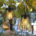 Hanging Solar Lantern Outdoor Light - Solar Powered Chandelier Lights Waterproof RetroMetal Decorative Lantern for Yard Tree Fence Patio Pathway Garden Porch Gazebo Dcor (Style-2)