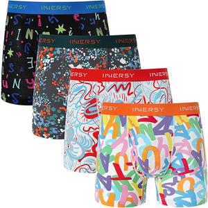 INNERSY Mens Boxer Shorts Multipack Open Fly Pants Underwear Breathable Mesh Underpants Pack of 4, Large