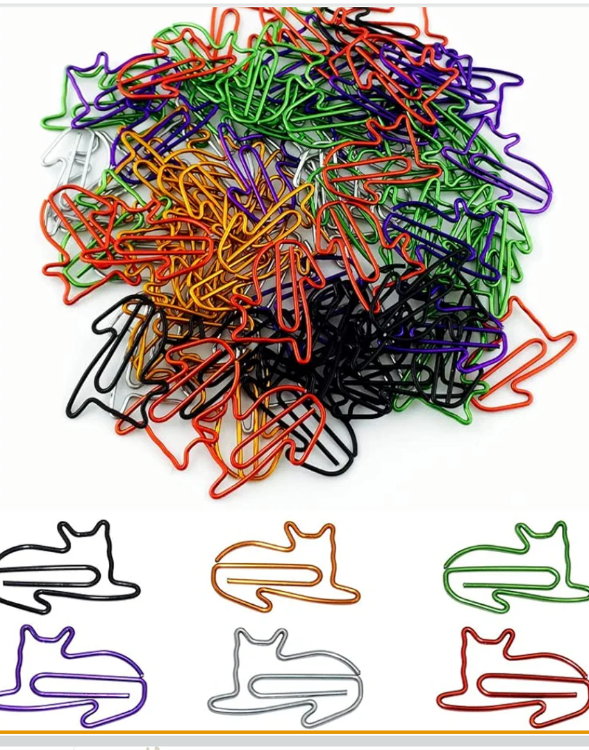 Wayilea Cat Paper Clips Bookmark, 300pcs Novelty Assorted Colors Fun Animal Paper Clips, Cat Lover Themed Office Supplies Desk Decor Accessories for Women Lady Girls Teacher School Stationary