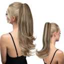 Clip in Ponytail Extension 18 Inch Pony Tails Hair Extensions for Women Long Straight Curly Tail Ponytail Hair piece Synthetic Fake Versatile Pony (Dark Sand)