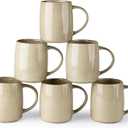 GBhome Large Coffee Mugs Set of 6, 18oz Handmade Ceramic Coffee Mugs Set with Gradient color for Latte/Tea/Beer/Hot Cocoa, Dishwasher & Microwave Safe, Khaki