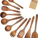 Wooden Spoons for Cooking,10 Pcs Natural Teak Wooden Kitchen Utensils Set Wooden Utensils for Cooking Wooden Cooking Utensils Wooden Spatulas for Cooking (10)