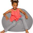 Posh Creations Bean Bag Chair for Kids, Teens, and Adults Includes Removable and Machine Washable Cover, 38in - Large, Solid Gray (BLG-BP004)