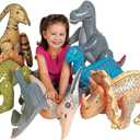 Fun Express Large Inflatable Dinosaur Set of 6 - Dinosaur Birthday Decorations for Boys & Girls | Party Favors & Dino Decor for Kids Birthday Party | Giant Blow Up Dinosaur Toys 27-30 Inch