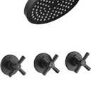 LIWEIKE 3 Handle Tub Shower Faucet, Matte Black Three Handles Shower Faucet Set with Tub and Shower Faucet Combo Rough-in Valve