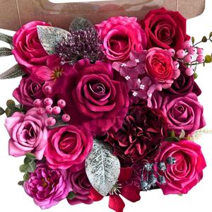 ASTRYAS Artificial Flowers Combo Fake Silk Roses Peonies Fuax Fuchsia Flowers for DIY Wedding Bridal Bouquets, Baby Shower, Floral Arrangement, Table Centerpieces, Home Decorations(Hot Pink)