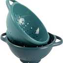 Crisp 2-Piece Mini Colander Berry Baskets With Handles - Food Strainers For Kitchen - Small Colander For Berries & Grape - Dishwasher Safe Berry Strainer - Made in the USA - Prussian Blue & Light Teal