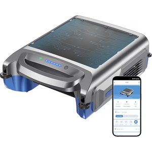 V1T Solar Pool Skimmer, Robotic Pool Surface Skimmer Cleaner with App Control, 7L Large Basket 24/7 Cleaning Smart Obstacle Avoidance Dual Charging Options Ideal for Above Ground Pool Blue