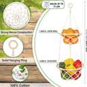 2 Tier Macrame Hanging Fruit Basket, Boho Vegetable Holder for Kitchen Food Storage with Hook, Bohemian Cotton Produce Multi Organizer, Plant Hanger Decor for Home Living Room Women Christmas Gift