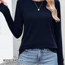 Womens Long Sleeve Tunic Tops Crew Neck Loose Casual Tee Shirts with Thumb Hole (L)
