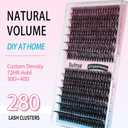 10 x DIY Lash Extensions 30D+40D Natural Volume False Eyelashes Soft Black Imported Lashes Lightweight Individual Cluster Lashes for Everyday Wear at Home Application (280 pcs, 9-16mm, 30D+40D)