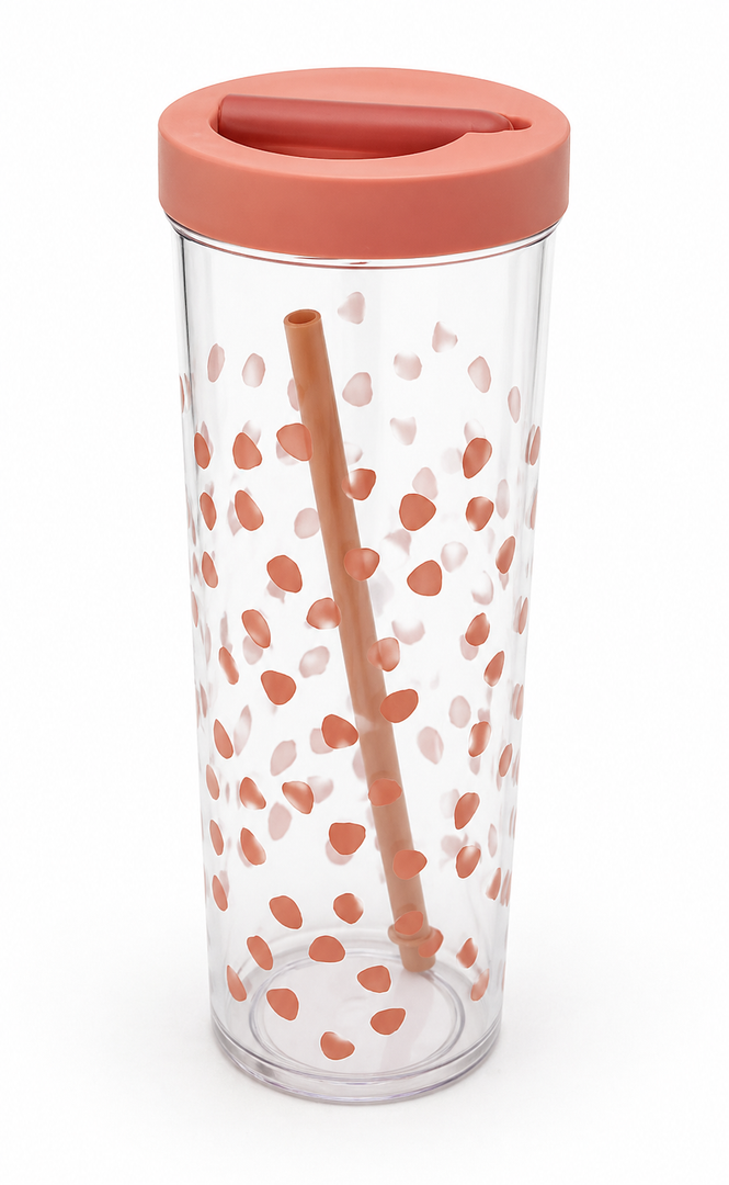 Plastic Sipper & Straw Strawberry Edition, 16 Oz