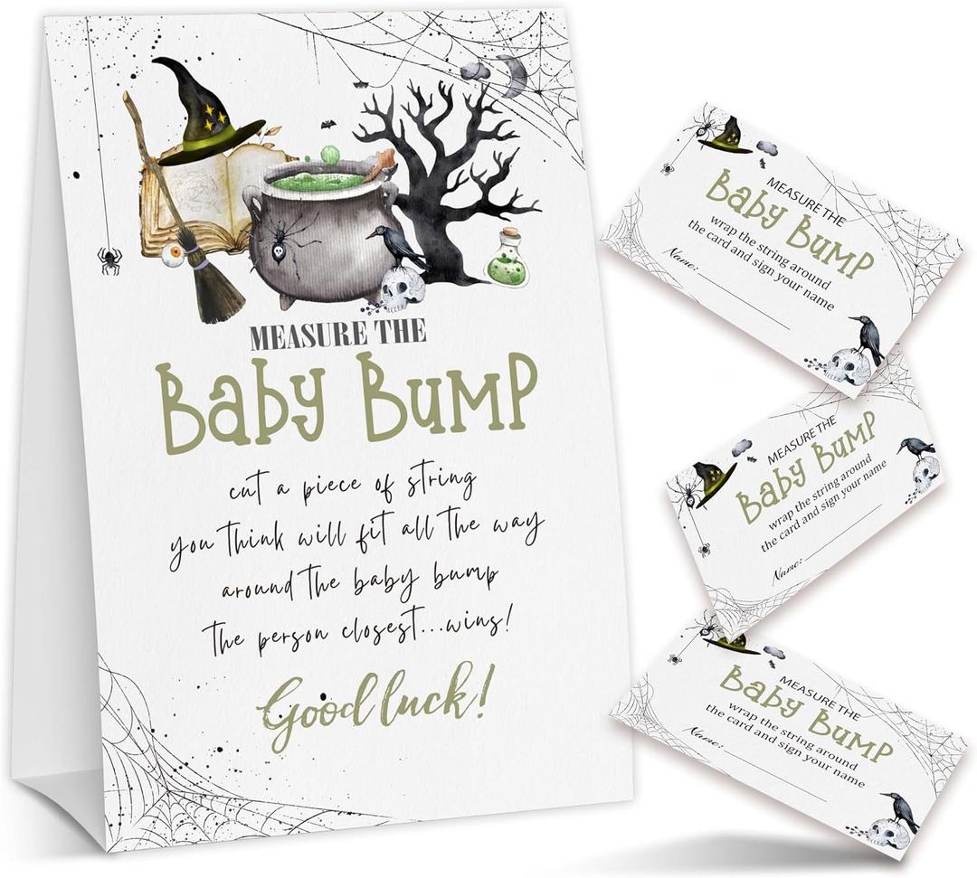 2 x ZIIUFRN Baby Shower Game Card Set, Measure the Baby Bump Game, 50 Cards - Minimalist Boy Girl Gender Neutral Supplies - A09, 7 inches x 5 inches x 0.01 inches