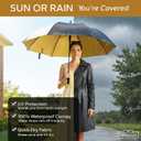 TopShade Golf Umbrella 60 Inch - Large 52-Inch Diameter Single Canopy, Wind Resistant Fiberglass Frame, Gold UV Protection, Auto Open - Black/Gold