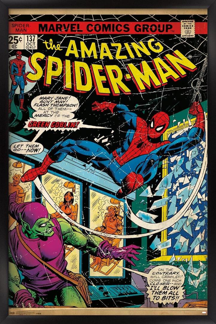 Trends International Marvel Comics - Spider-Man - Cover #137 Wall Poster, 22.375" x 34", Black Framed Version