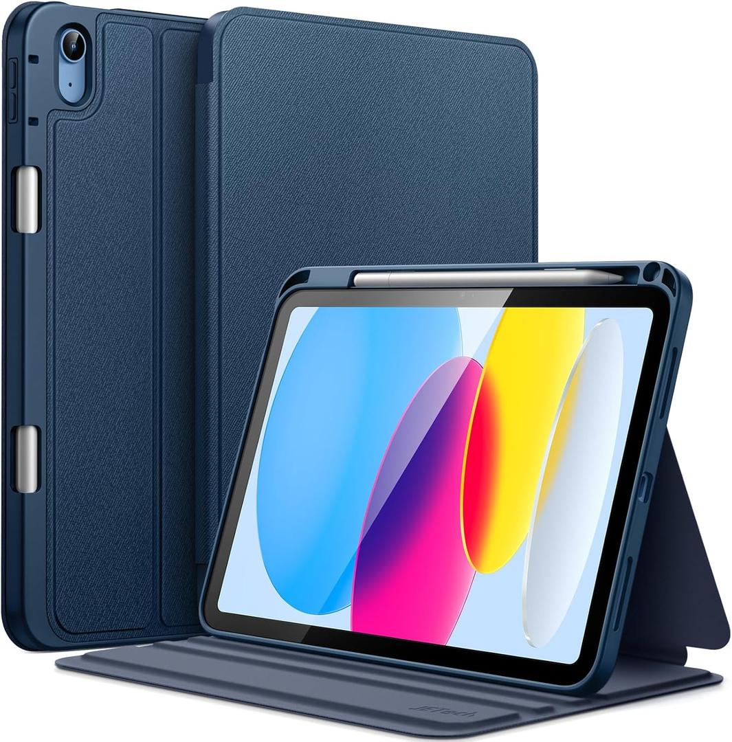 JETech Case for iPad (A16) 11th/10th Generation (2025/2022) with Pencil Holder, Slim Folio Stand Protective Tablet Cover, Multi-Angle Viewing (Navy)