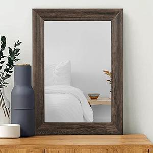 MWAZZLL Retro Wall Mirror with Wood Framed Large Rectangle Hanging Mirrors 20"x16" Decorative for Bathroom Bedroom Living Room