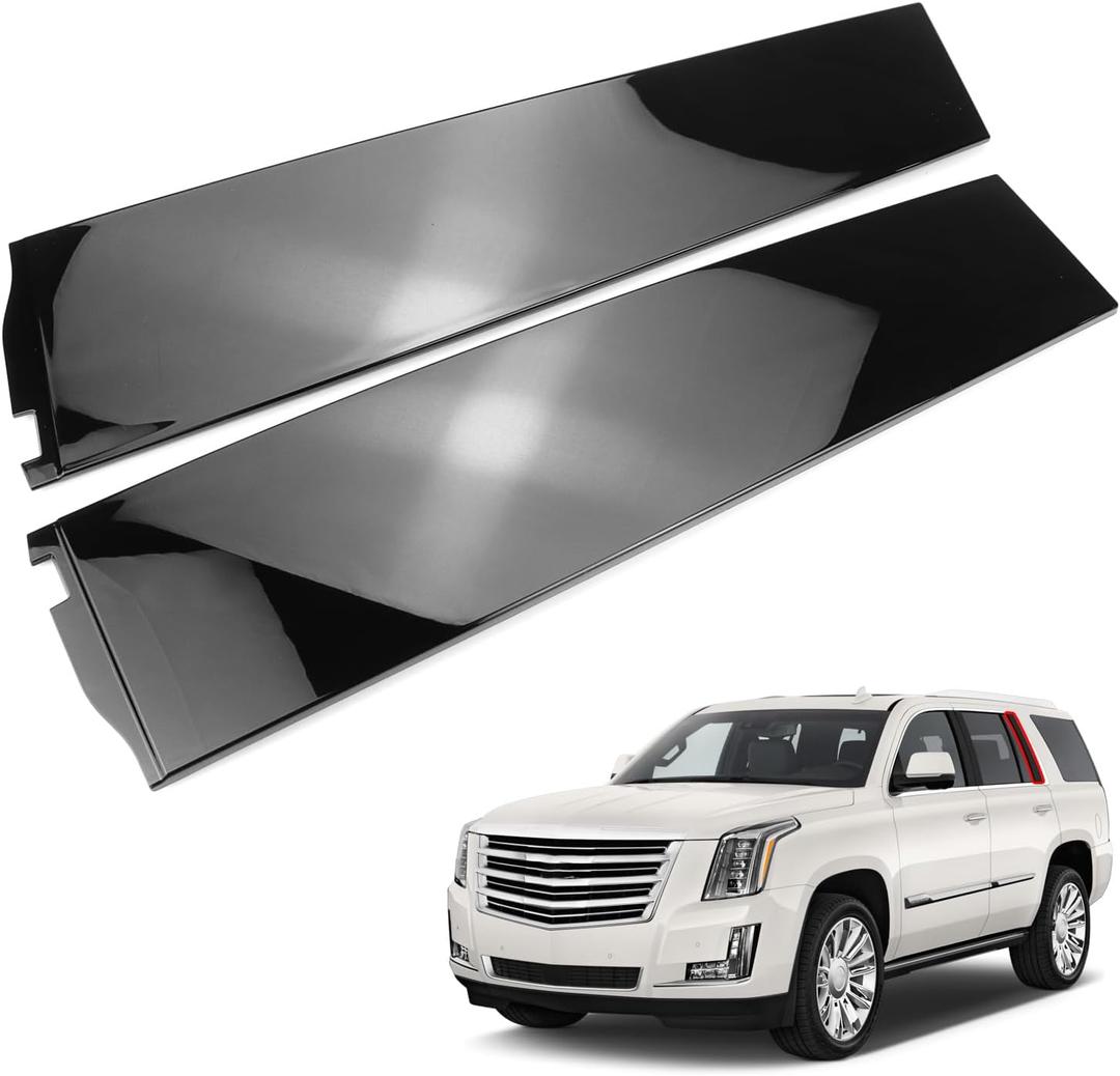 Rear Driver & Passenger Side Rearward Door Applique Compatible with 2015-2018 Cadillac Escalade ESV Chevy Suburban GMC Yukon XL Gloss Black Replaces 926-247 926-248